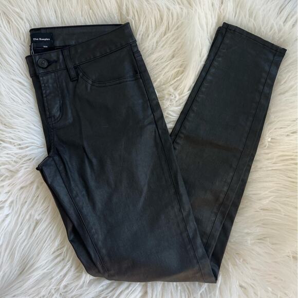 THE KOOPLES LEATHER EFFECT LOW RISE SLIM FIT BLACK SKINNY JEANS SIZE 25 - Picture 5 of 7
